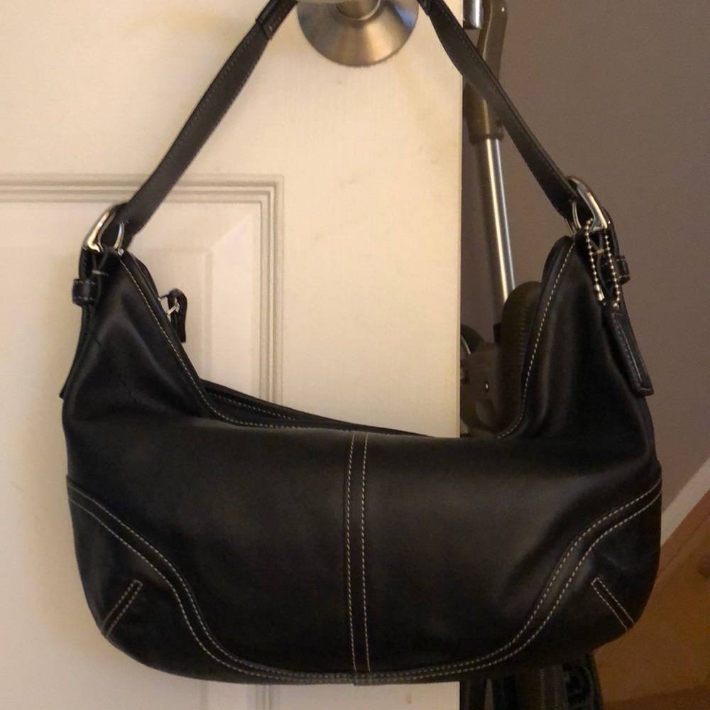 Authentic Coach Black leather small hobo bag